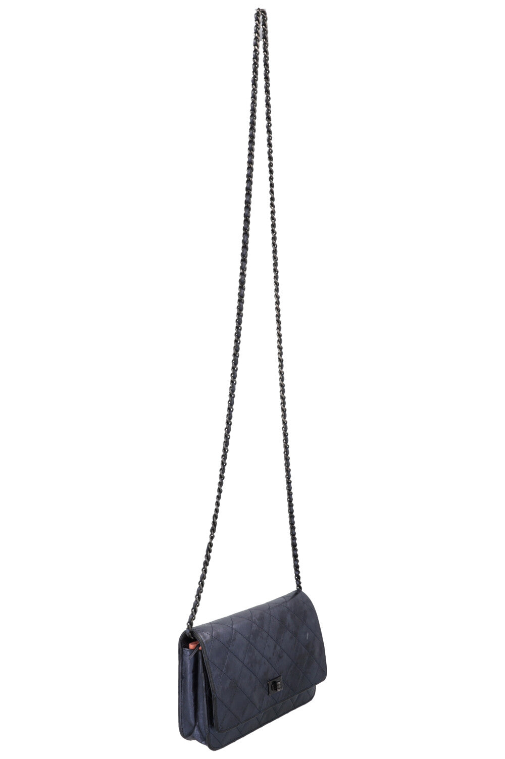 CHANEL 2.55 WOC Leather Metallic Navy