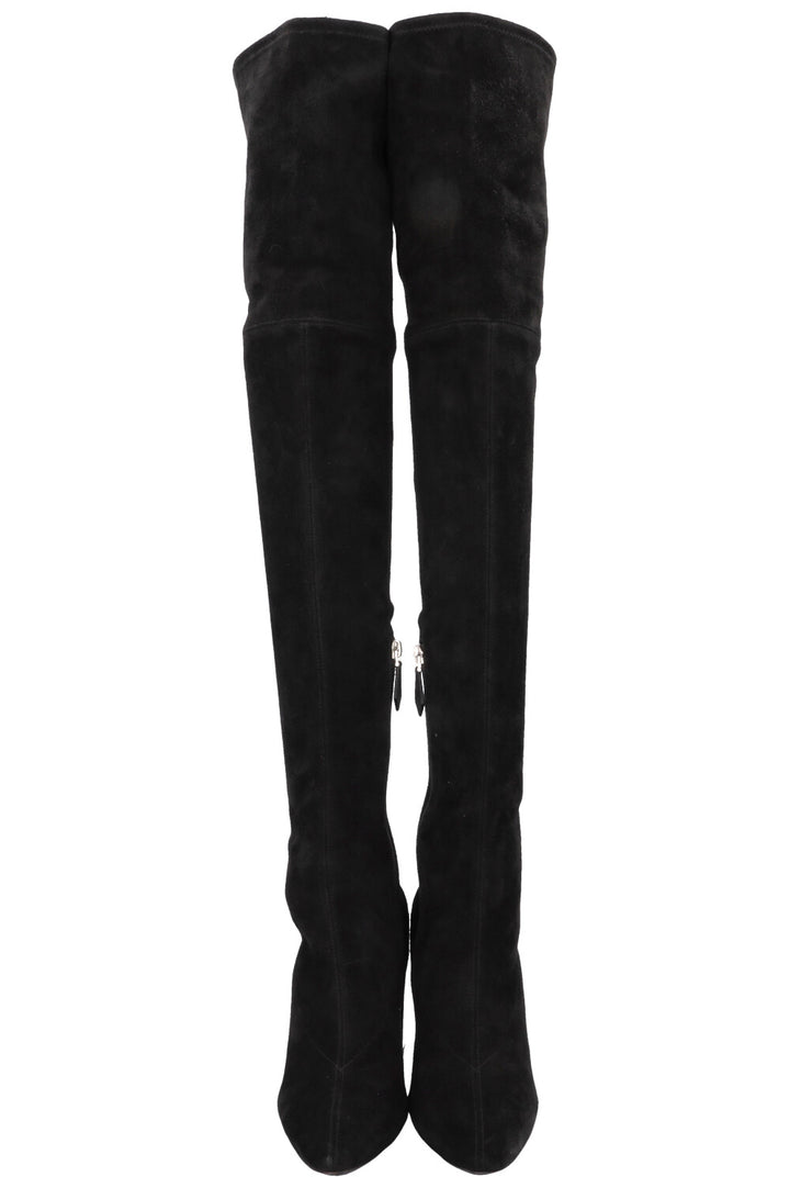 HERMÈS Overknee Sock Boots Suede Black