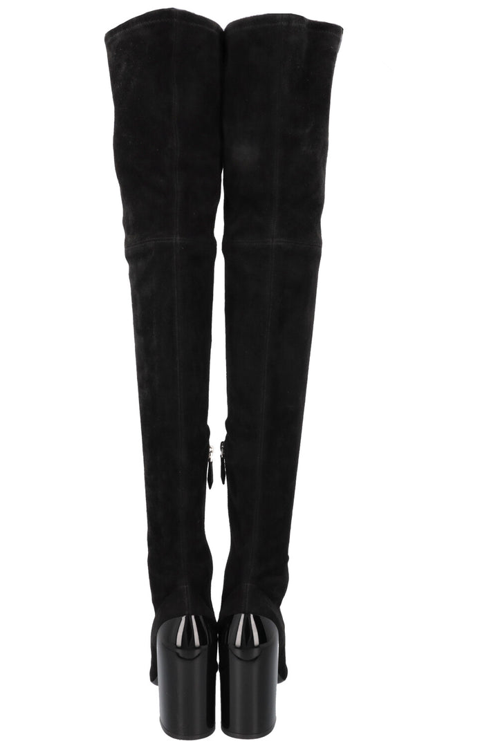 HERMÈS Overknee Sock Boots Suede Black