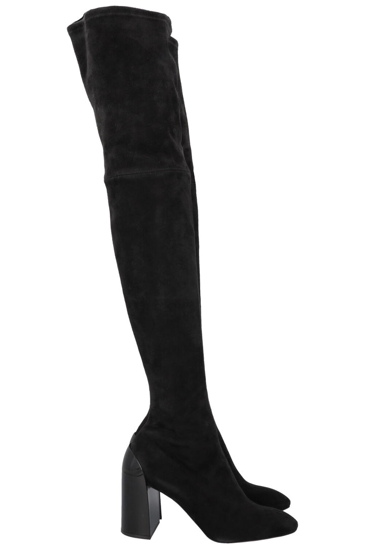 HERMÈS Overknee Sock Boots Suede Black