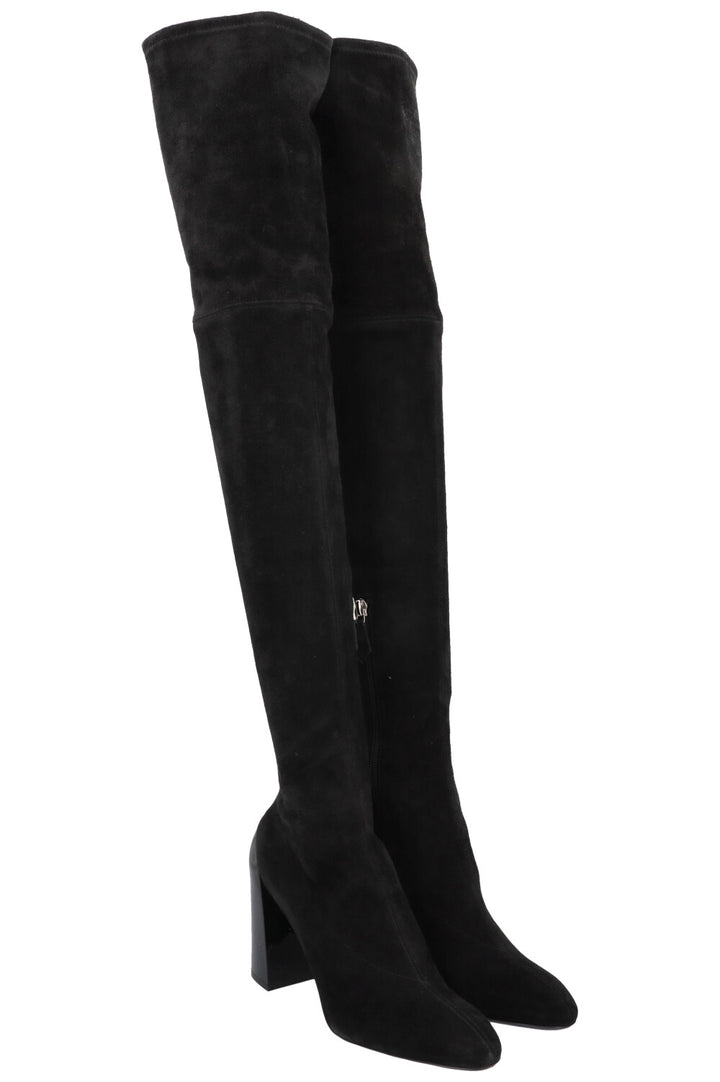 HERMÈS Overknee Sock Boots Suede Black
