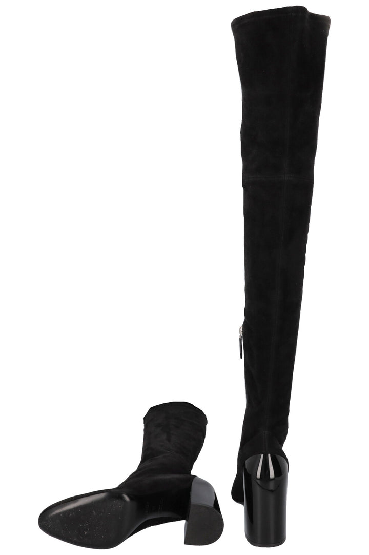 HERMÈS Overknee Sock Boots Suede Black