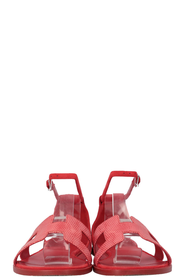 HERMÈS Santorini Sandals Lizard Red