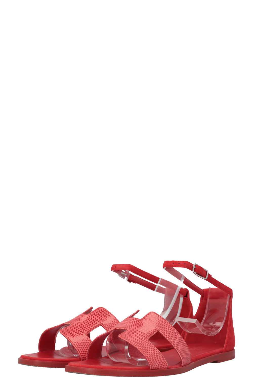 HERMÈS Santorini Sandals Lizard Red