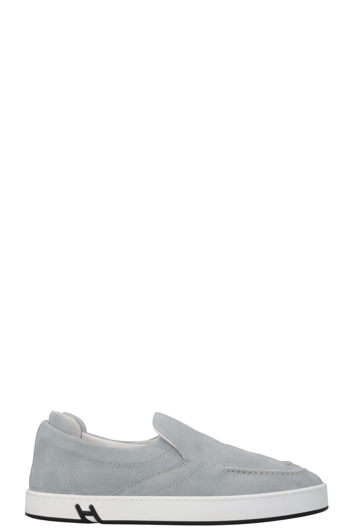 Baskets HERMÈS Lucky Slip On en daim bleu