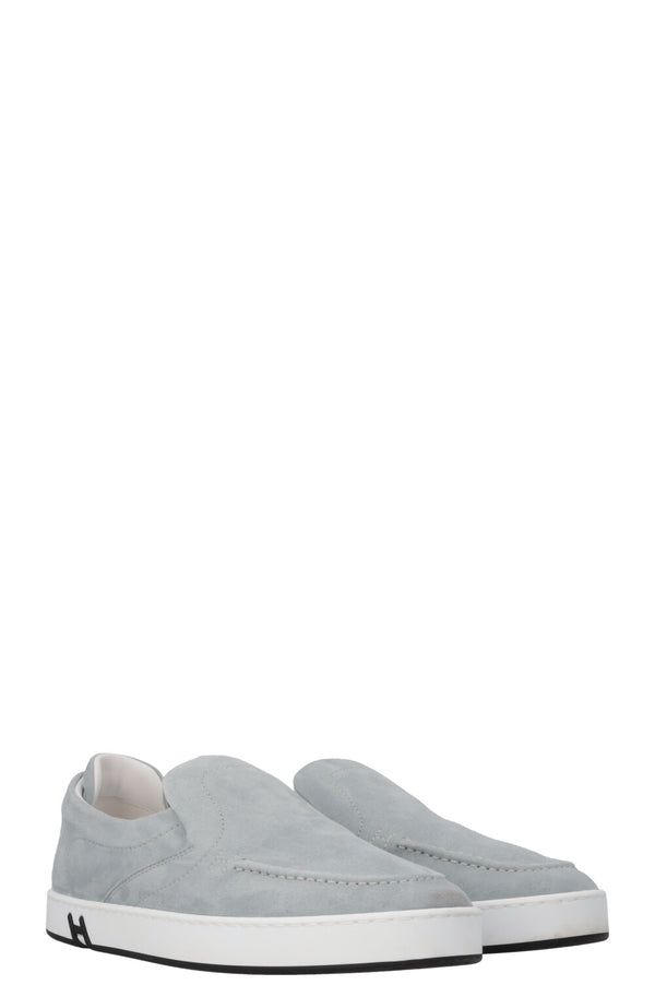 HERMÈS Lucky Slip On Sneakers Suede Blue
