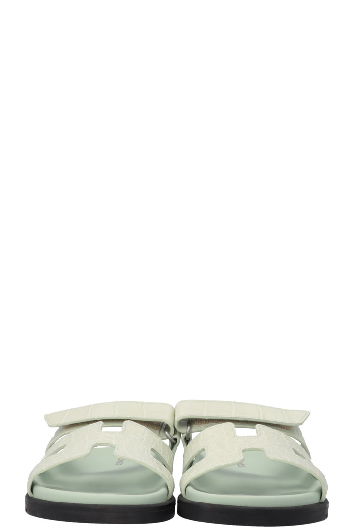 HERMÈS Chypre Flats Alligator Mississippiensis Mint