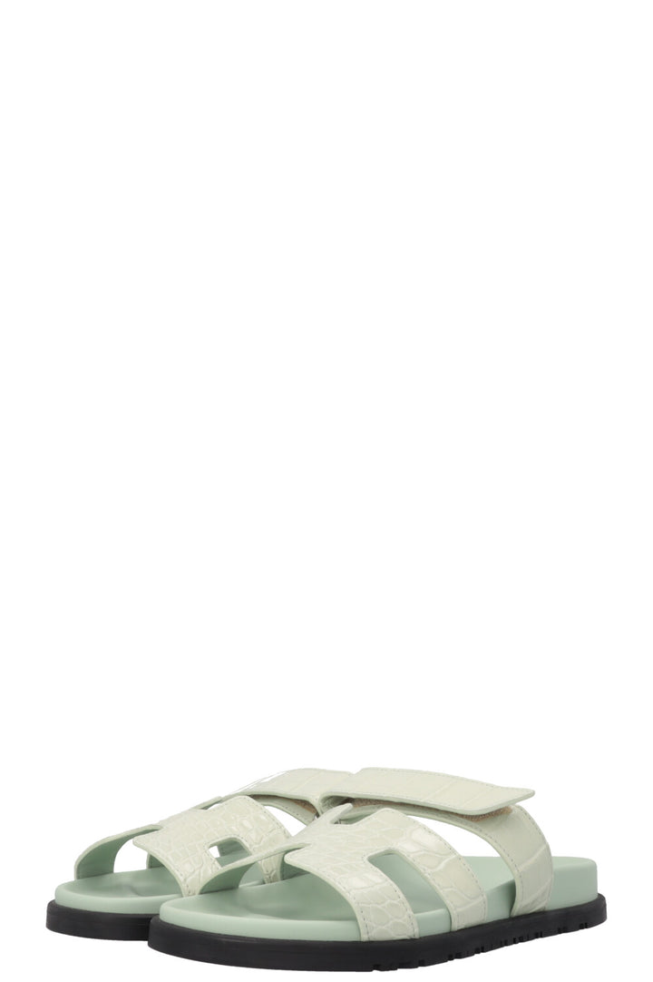 HERMÈS Chypre Flats Alligator Mississippiensis Mint