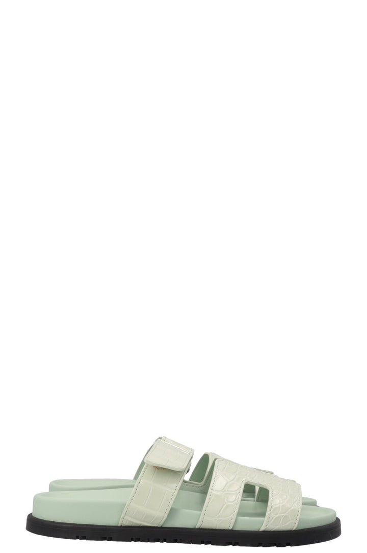 HERMÈS Chypre Flats Alligator Mississippiensis Mint