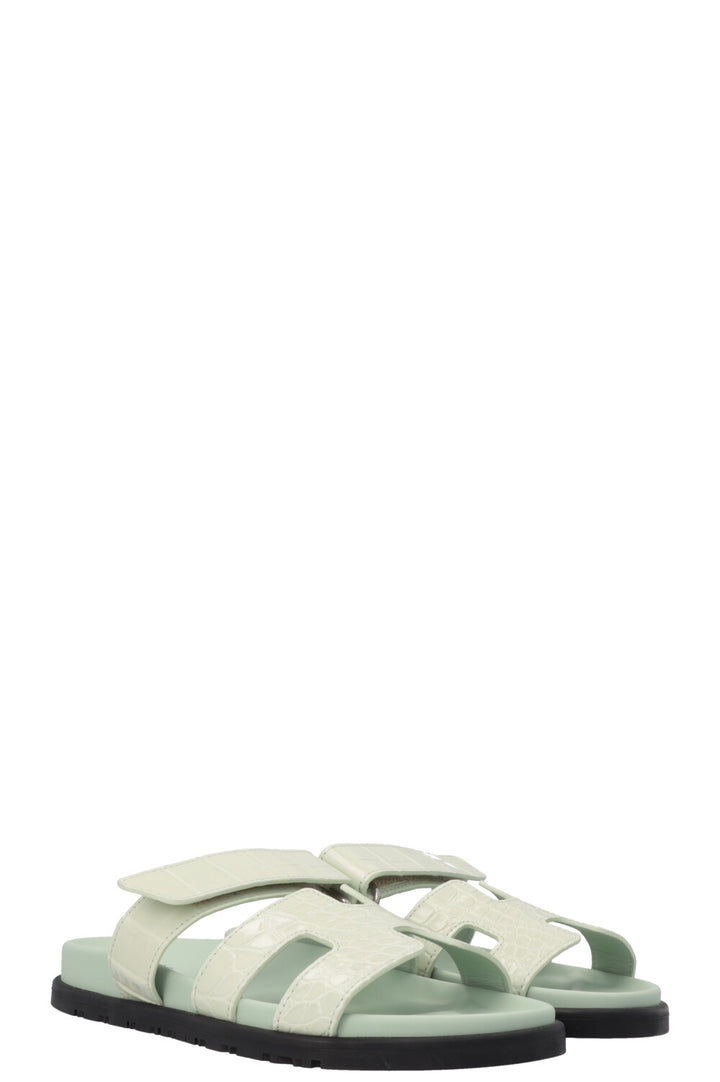 HERMÈS Chypre Flats Alligator Mississippiensis Mint