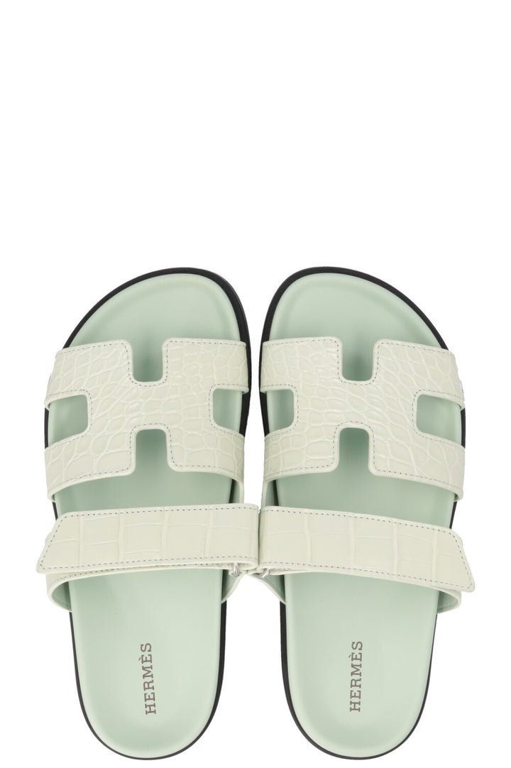 HERMÈS Chypre Flats Alligator Mississippiensis Mint
