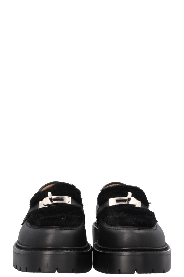 HERMÈS Icône Shearling Loafers Black