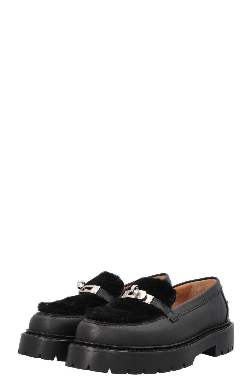 HERMÈS Icône Shearling Loafers Black