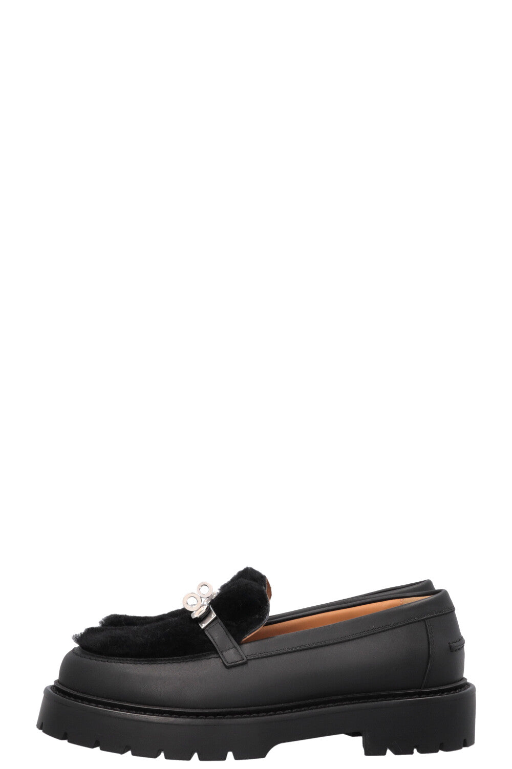 HERMÈS Icône Shearling Loafers Black