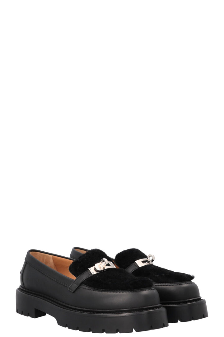 HERMÈS Icône Shearling Loafers Black