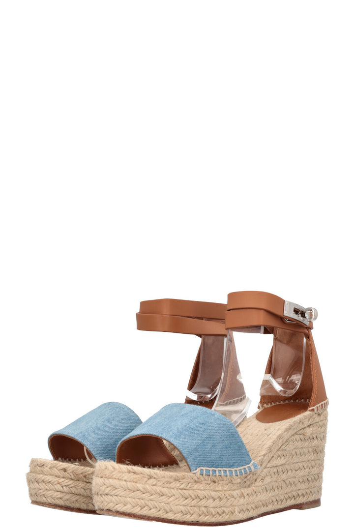 HERMÈS Tipoli Espadrilles Wedges Denim Blue
