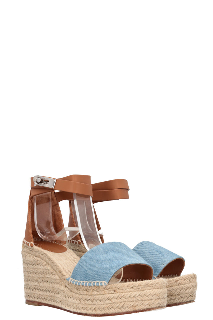 HERMÈS Tipoli Espadrilles Wedges Denim Blue