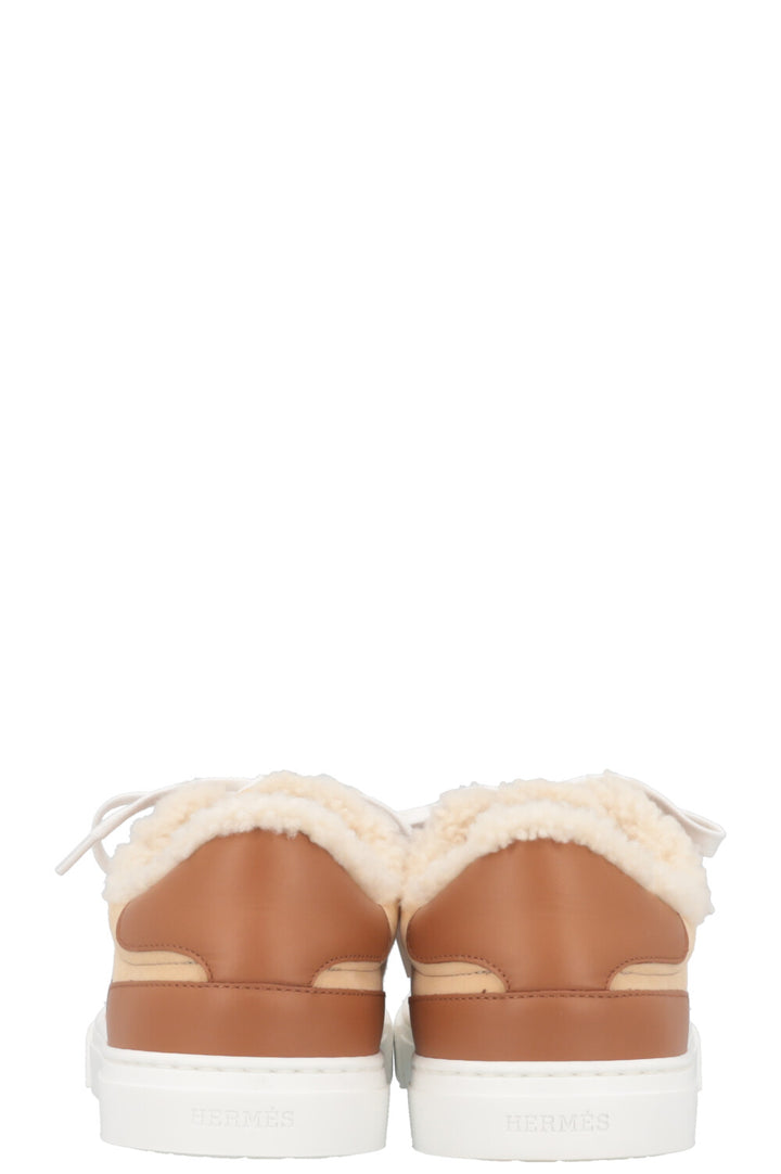 HERMÈS Day Shearling Sneakers Suede Brown