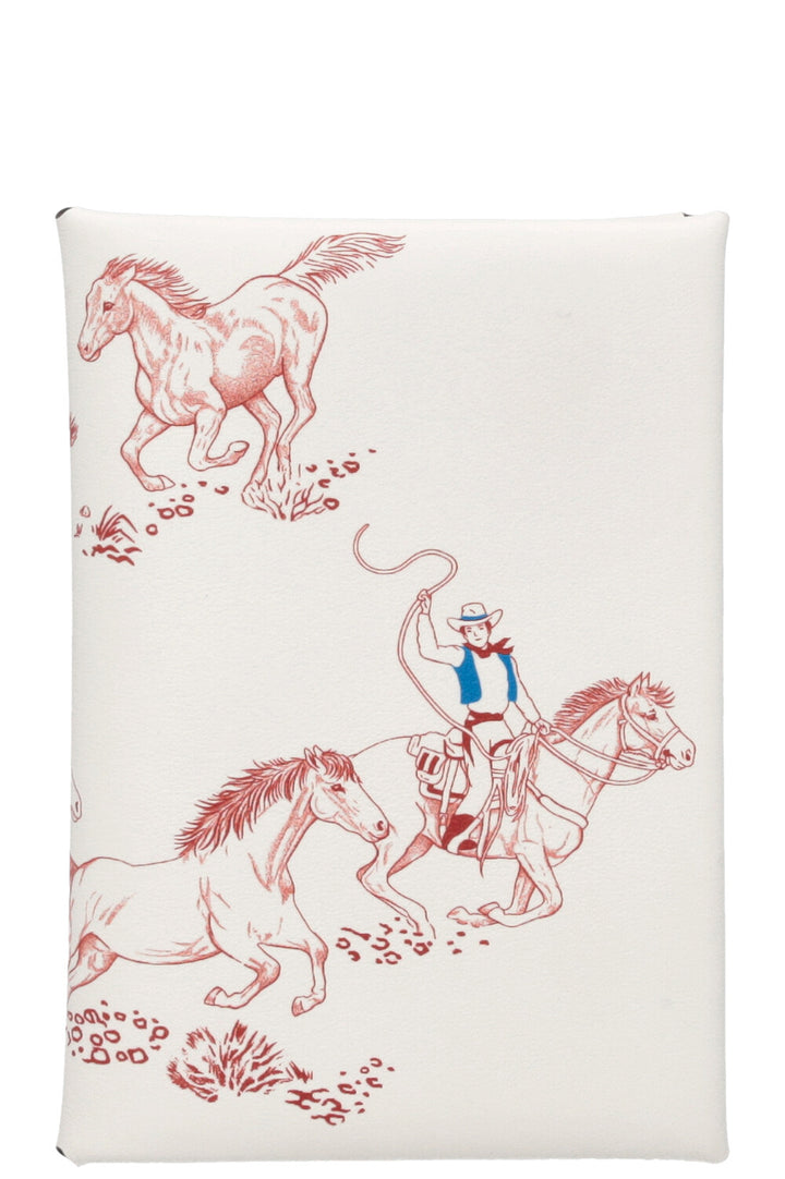 HERMÈS Calvi Duo Rodeo Print Wallet White