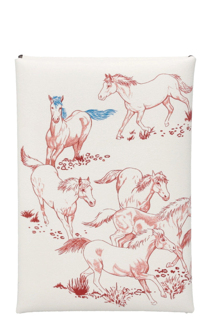HERMÈS Calvi Duo Rodeo Print Wallet White
