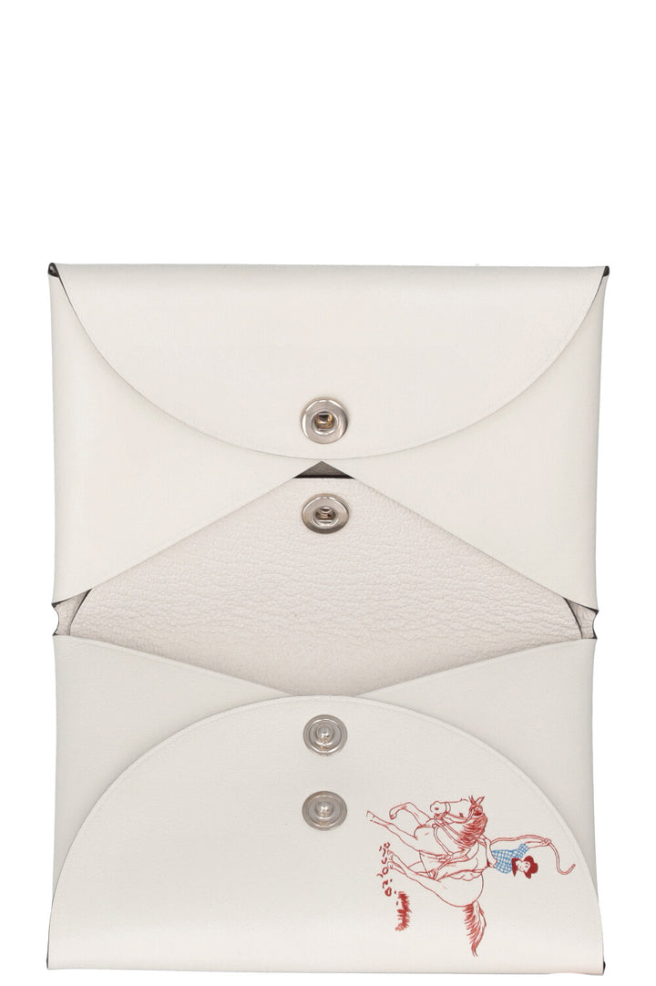 HERMÈS Calvi Duo Rodeo Print Wallet White