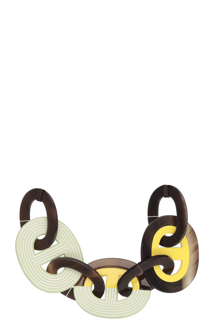 HERMÈS Karamba Necklace Horn Brown Green Yellow