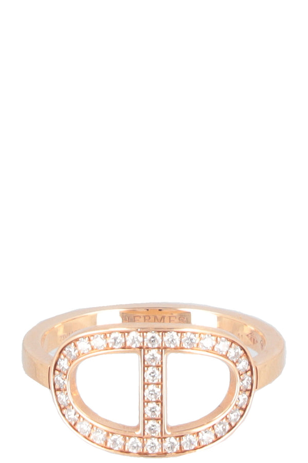 HERMÈS Chaine d`ancre Contour Ring Medium 18k Rose Gold Diamonds