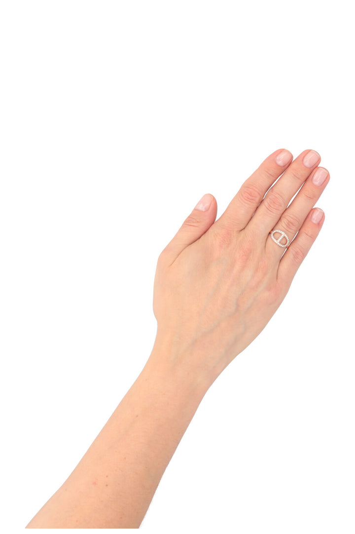 HERMÈS Chaine d`ancre Contour Ring Medium 18k Rose Gold Diamonds
