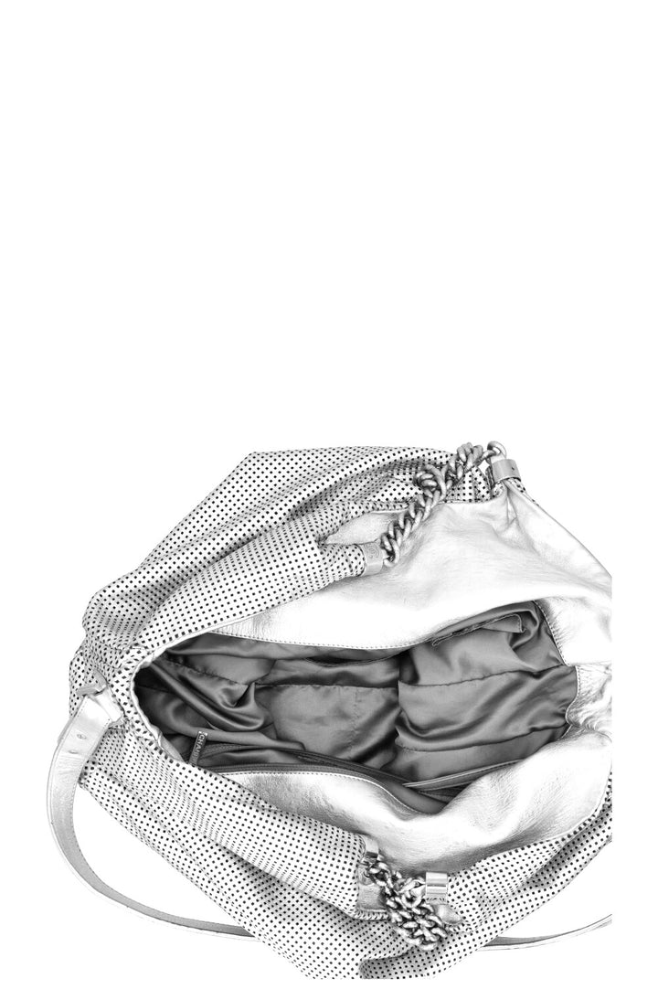CHANEL Perforated Rodeo Drive XL Hobo Bag Silver