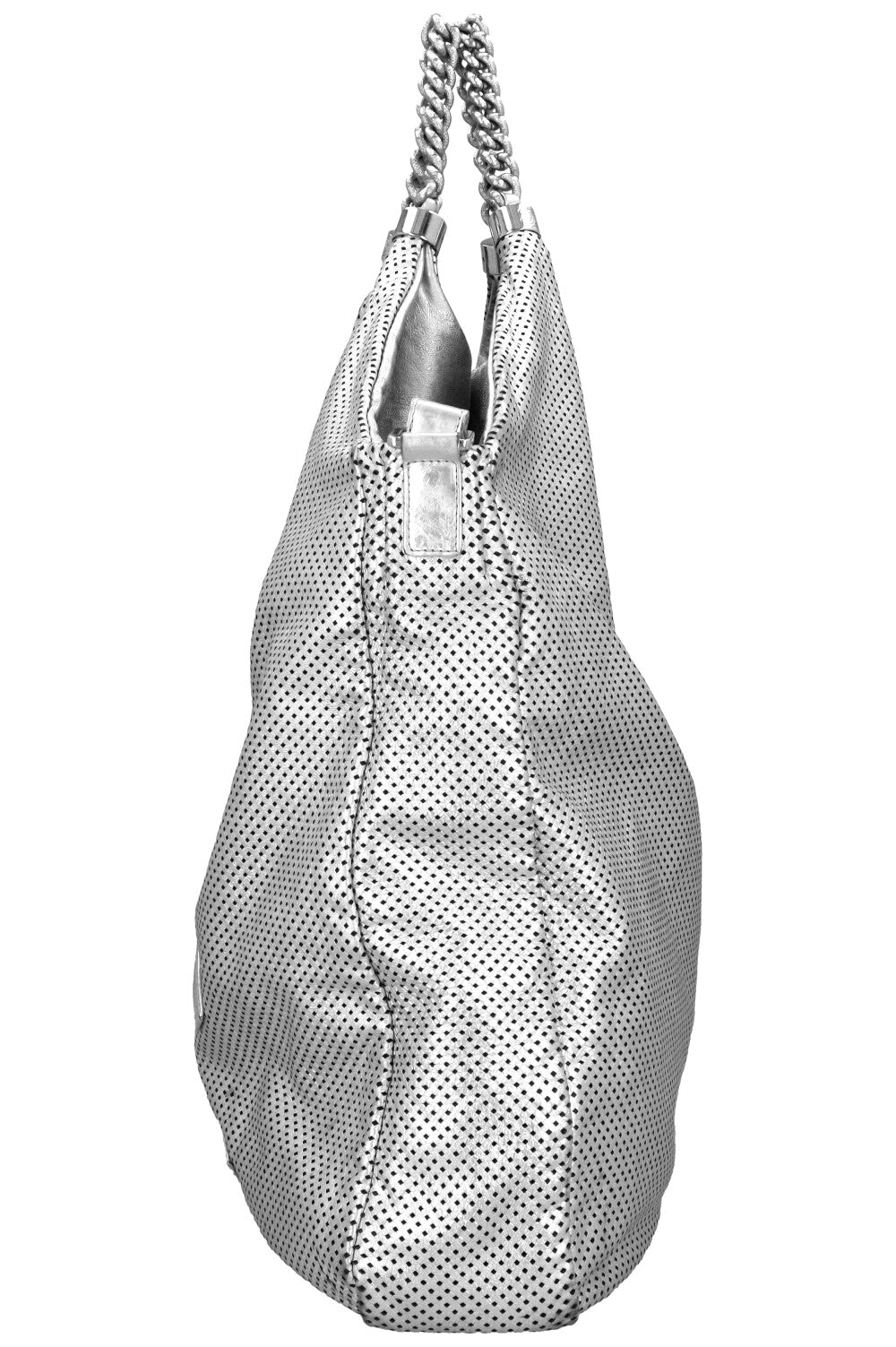 CHANEL Perforated Rodeo Drive XL Hobo Bag Silver