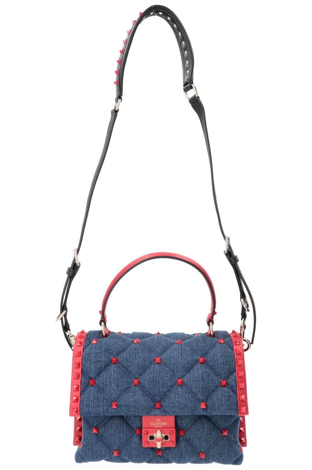Sac à main Candystud VALENTINO en denim rouge