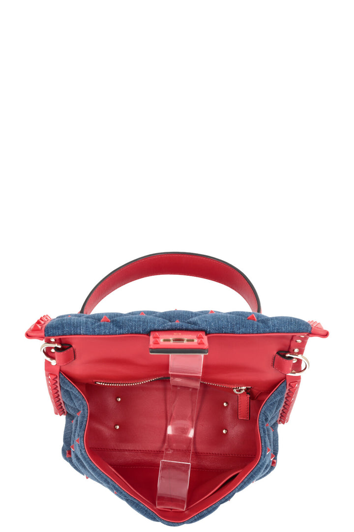 Sac à main Candystud VALENTINO en denim rouge