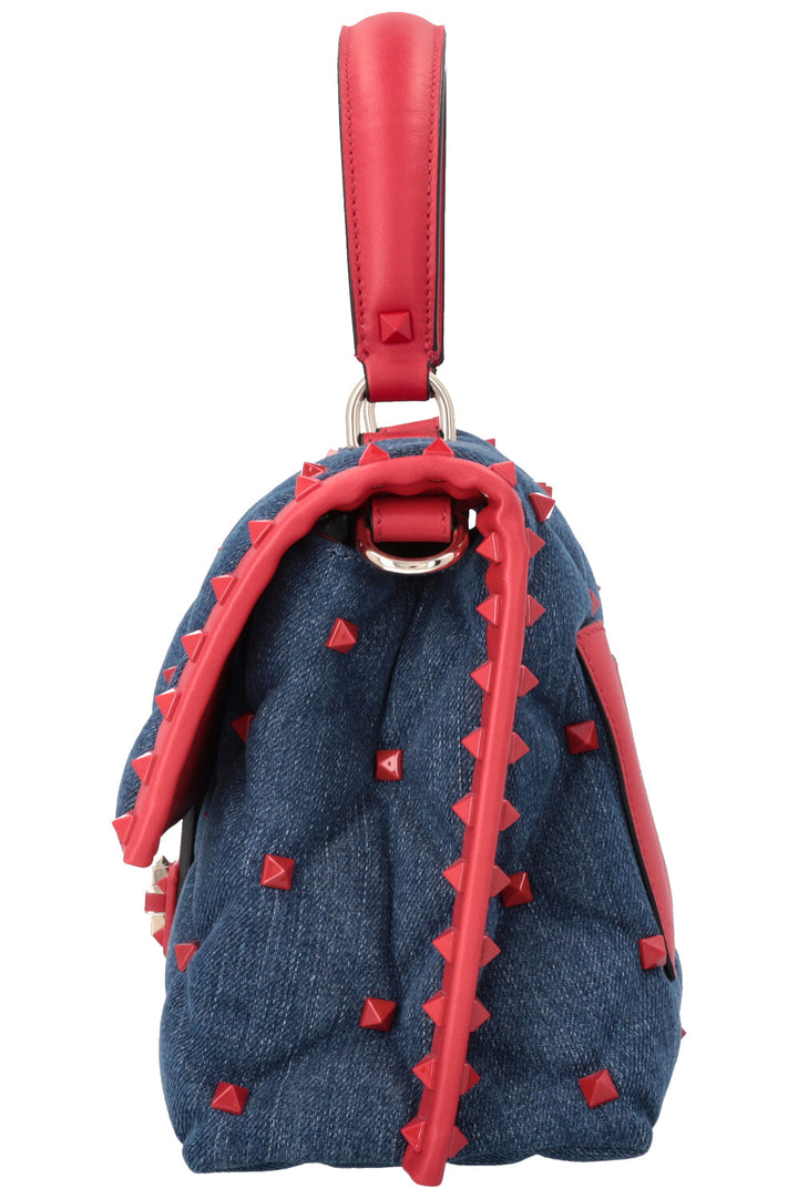 Sac à main Candystud VALENTINO en denim rouge