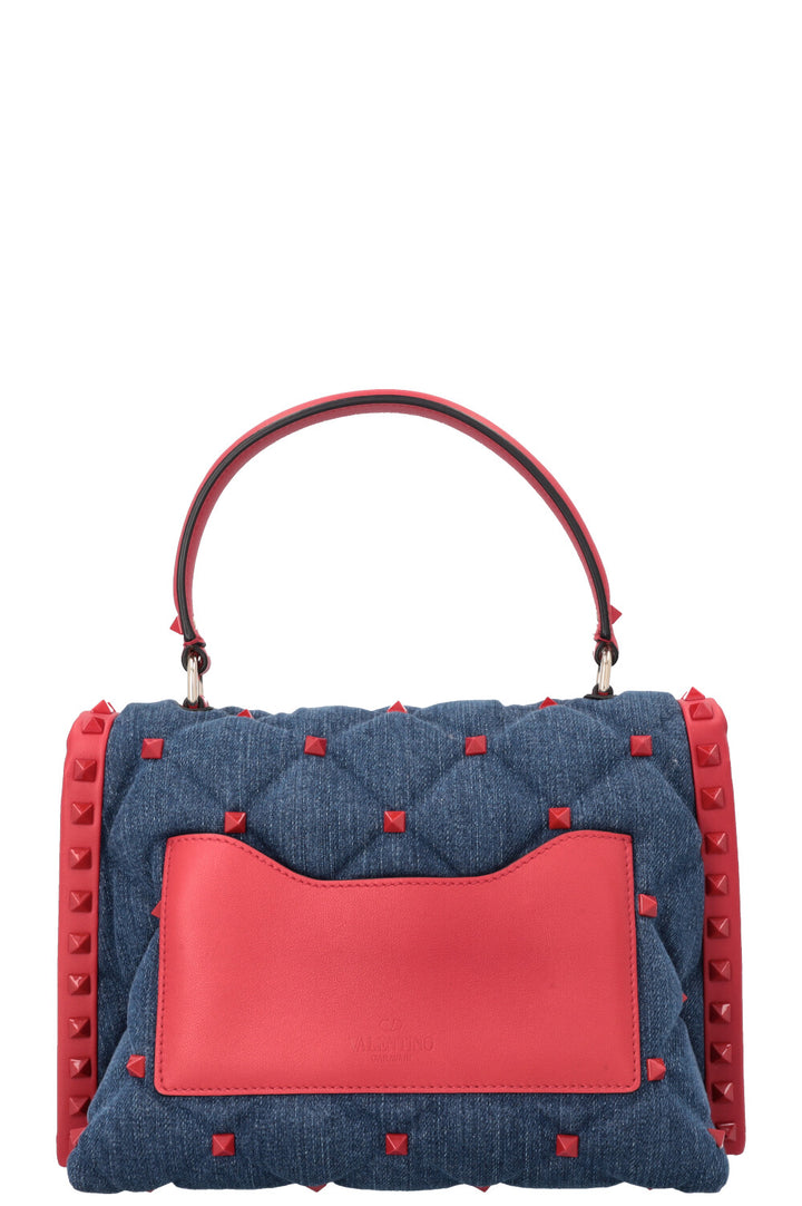 Sac à main Candystud VALENTINO en denim rouge