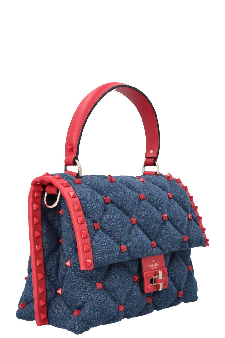 Sac à main Candystud VALENTINO en denim rouge