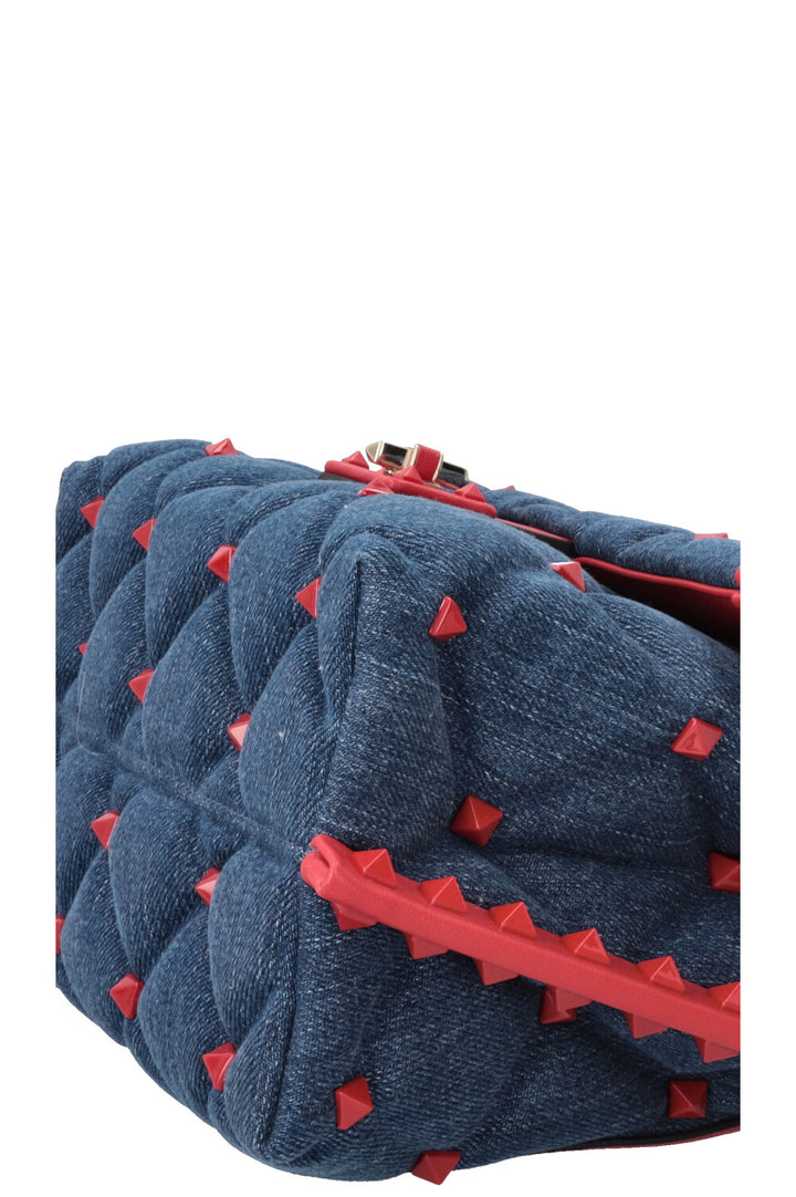 Sac à main Candystud VALENTINO en denim rouge