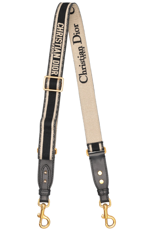 CHRISTIAN DIOR Bandoulière réglable Noir Beige
