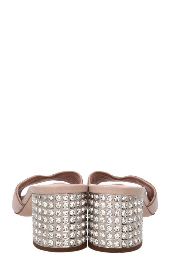 MIU MIU Slide Mules Mock Croc Embossed Pink