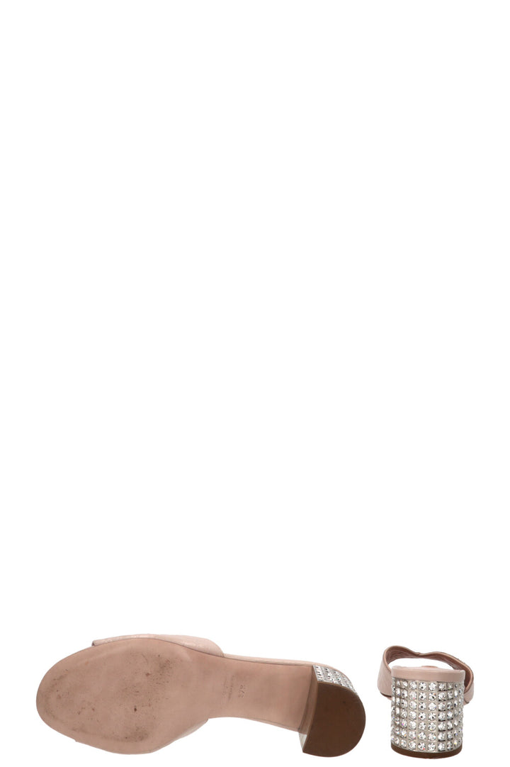 MIU MIU Slide Mules Mock Croc Embossed Pink