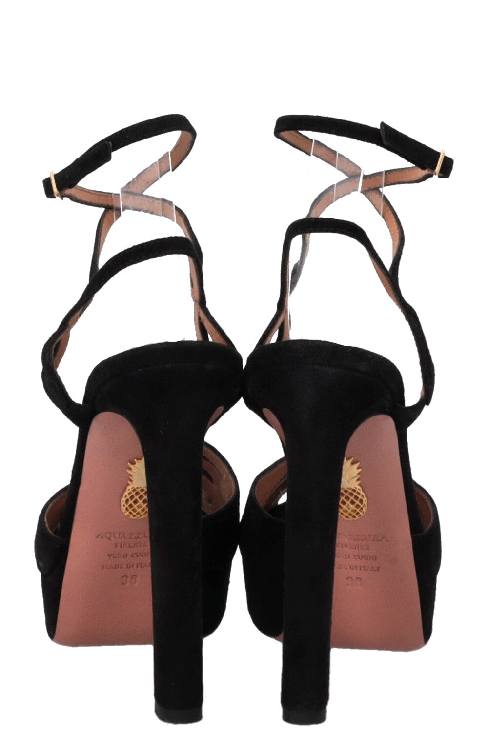 AQUAZZURA Platform Cut Out Heels Suede Black