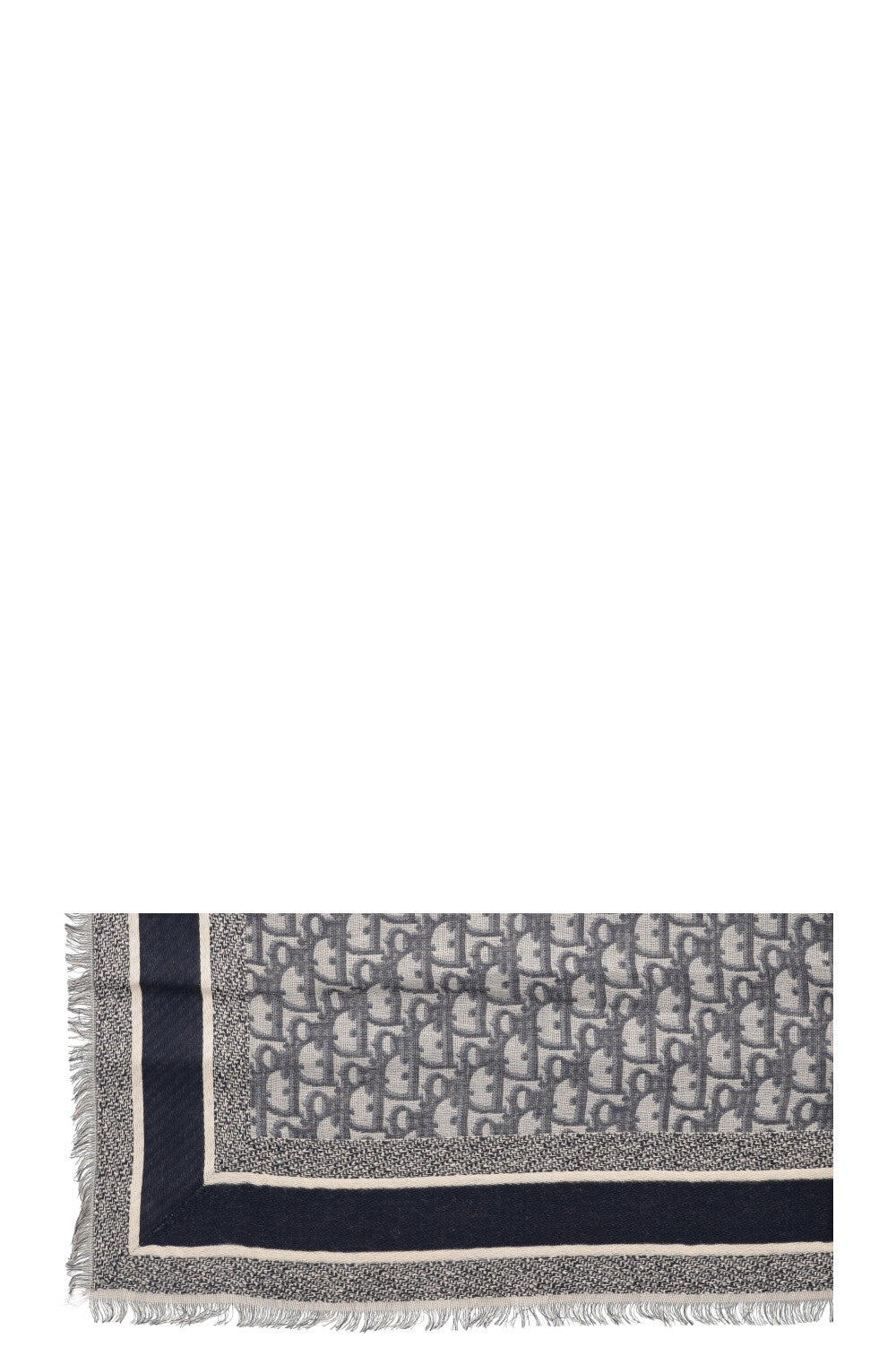 CHRISTIAN DIOR Oblique 140 Shawl Blue Silk Wool