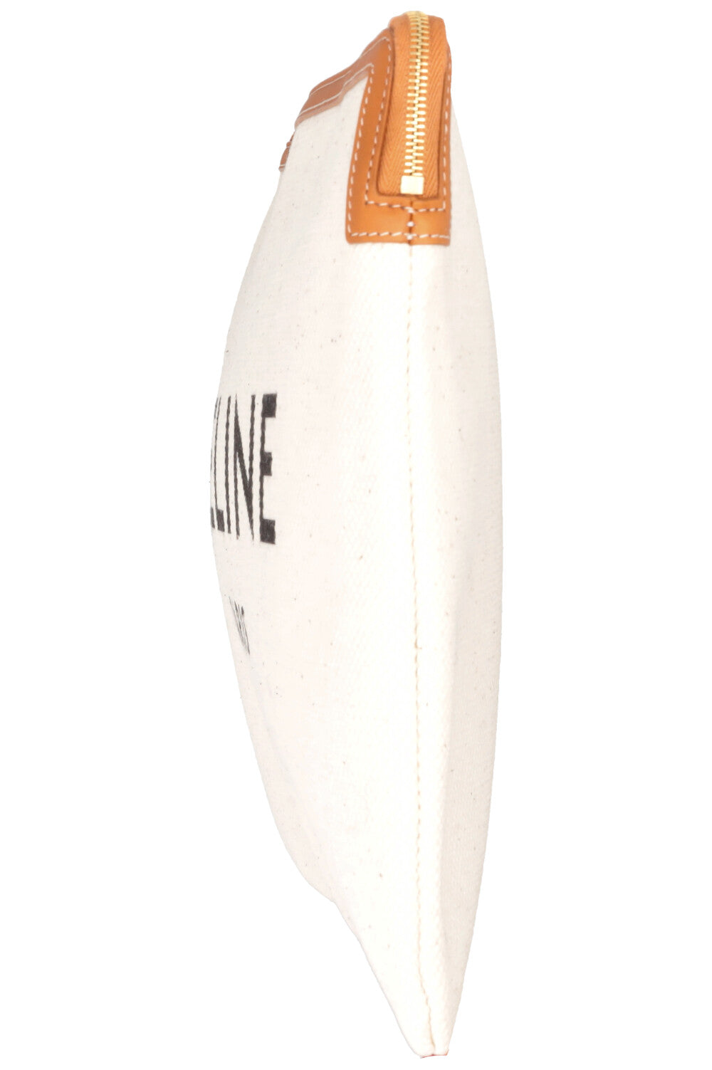 CELINE Logo Zip Pouch Canvas Cognac