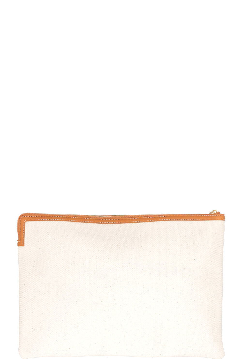 CELINE Logo Zip Pouch Canvas Cognac