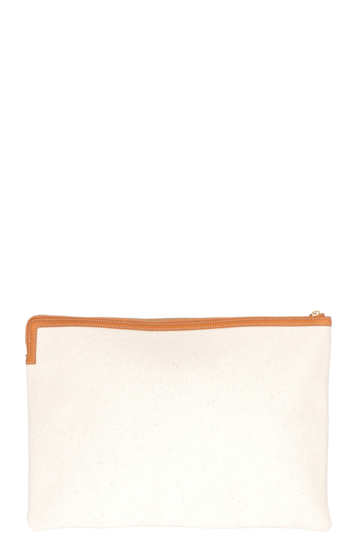 CELINE Logo Zip Pouch Canvas Cognac