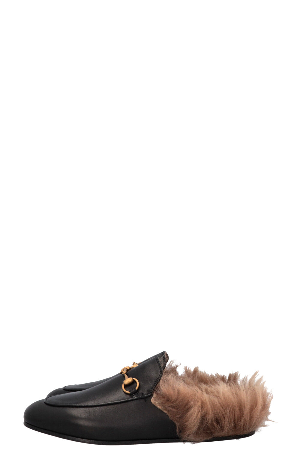 GUCCI Princetown Fur Loafers Black