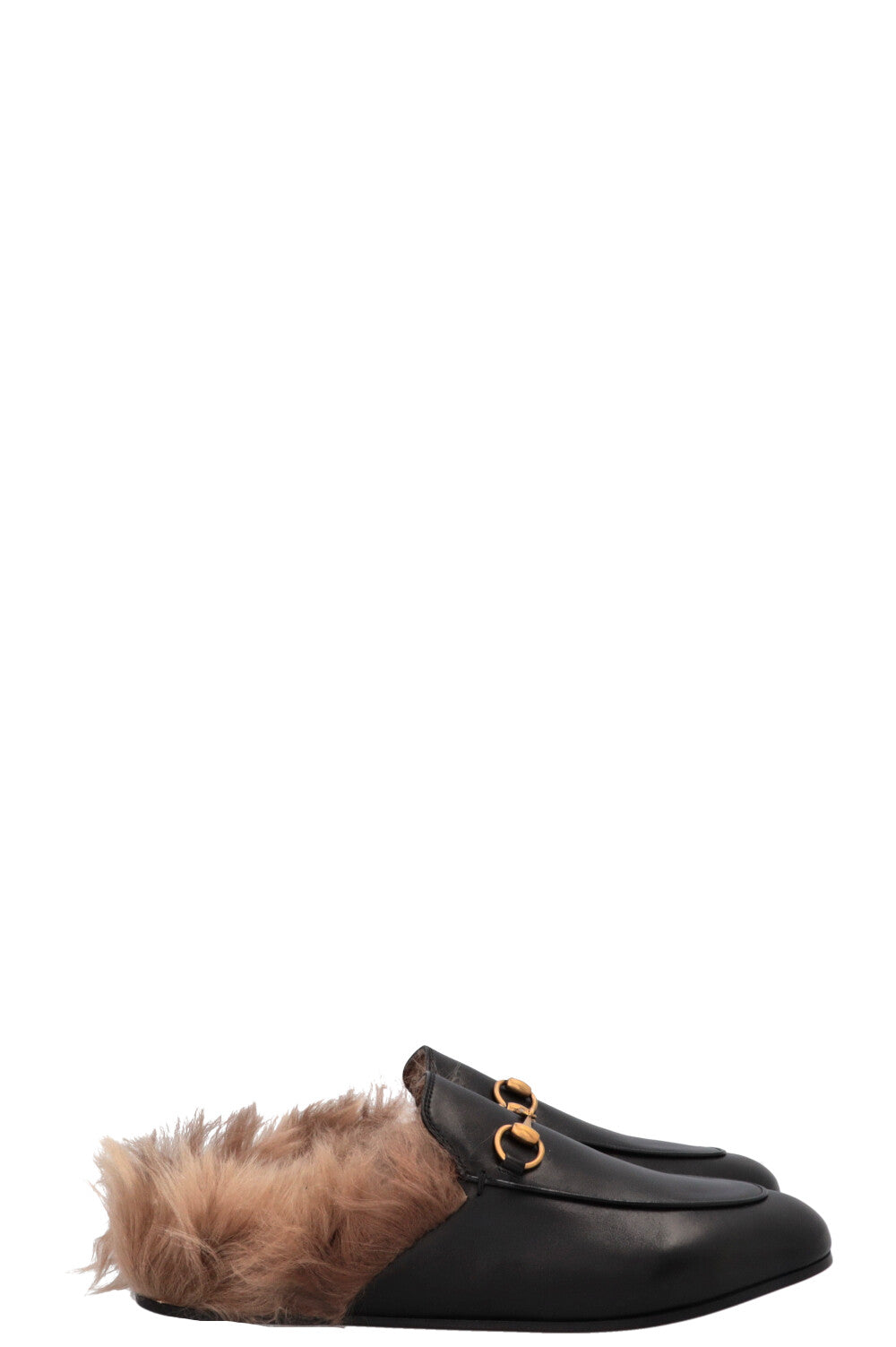 GUCCI Princetown Fur Loafers Black