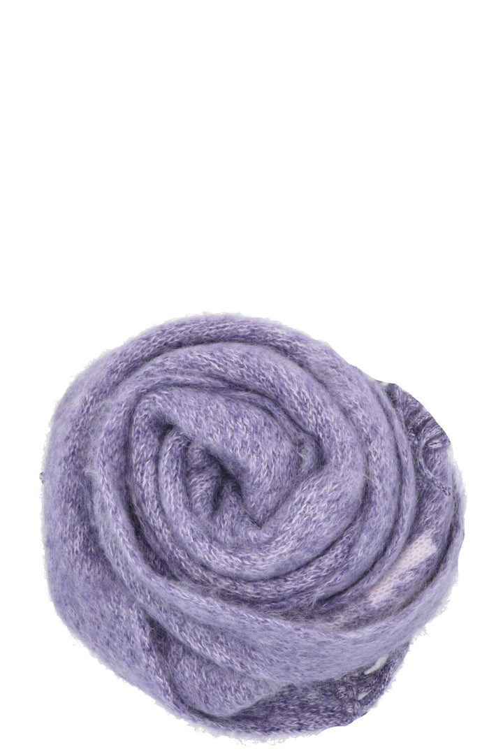 MIU MIU Fringed Logo Scarf Mohair Purple