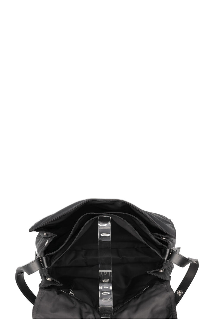 PRADA Large Traveler Padded Shoulder Bag Nylon Black