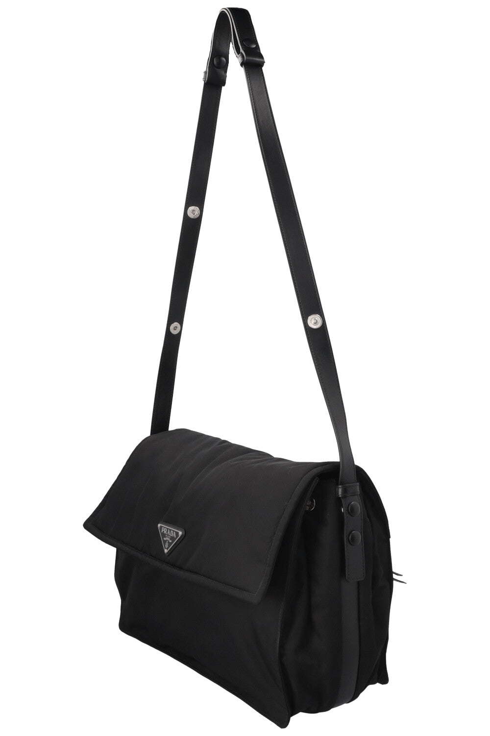 PRADA Large Traveler Padded Shoulder Bag Nylon Black