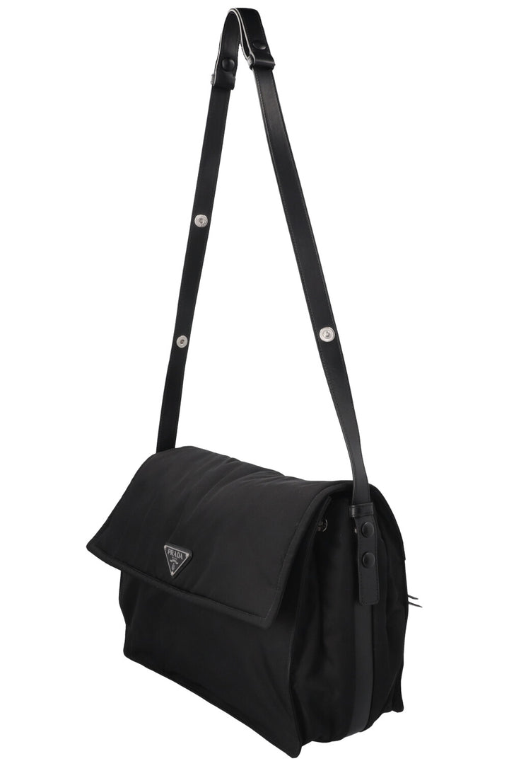 PRADA Large Traveler Padded Shoulder Bag Nylon Black